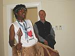 Jim Martin with Zulu praise poet (imbongi) at Rhodes University November 02